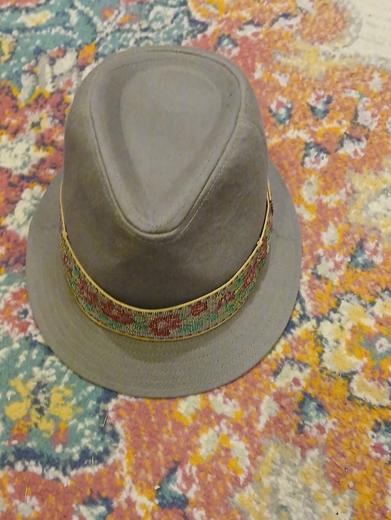 Accessories - Gray Fedora with Colorful Beaded Band